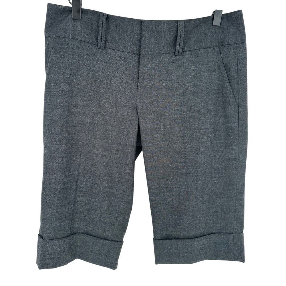 Halogen Wool Blend Bermuda Shorts Gray Cuffed Size 6 Dark Academia Office Career